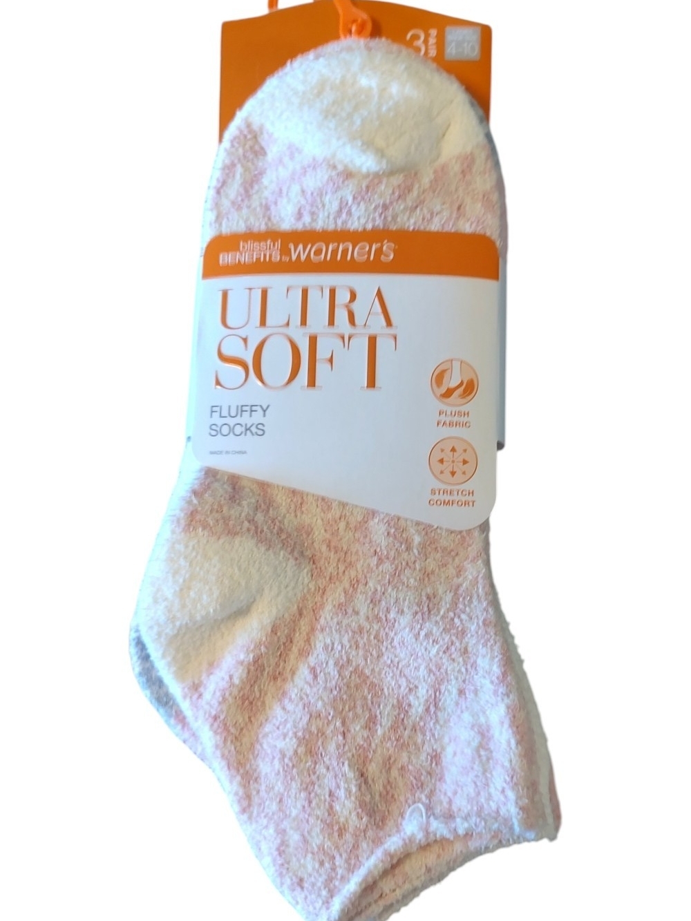 Warner's Ultra Soft Fluffy Men's Socks - Pink and White